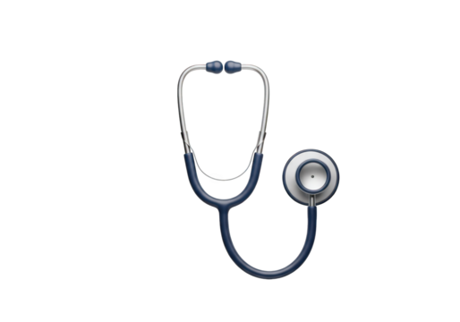 Realistic 3D Rendering of a Stethoscope on Transparent Background, Ideal for Medical, Healthcare, and Educational Presentations and Designs