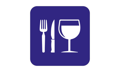 Fototapeta premium Minimalist Food App Icon with Fork and Spoon on Blue Background for Restaurant and Delivery Services App Icon