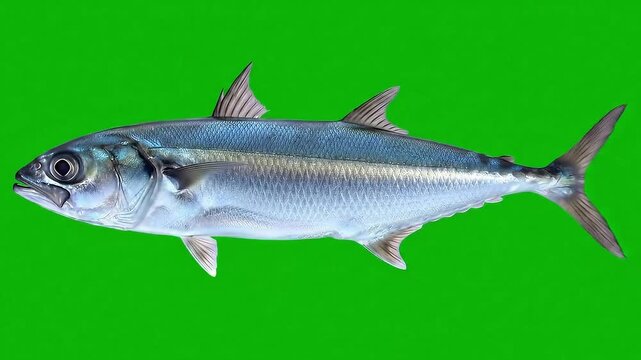 Collection of Selar Crumenophthalmus Fishes on Green Screen for Commercial Use