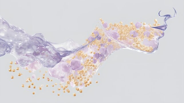 Blurry image of a wave with a lot of white and purple particles.