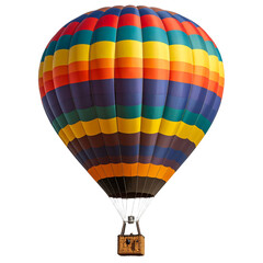 Colorful Journey Isolated On White Background: A vibrant hot air balloon against a bright backdrop, ready to carry passengers on an unforgettable aerial adventure. 