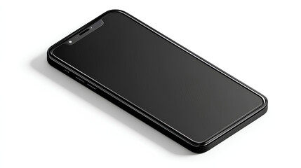 a blank black smartphone mockup in isometric view