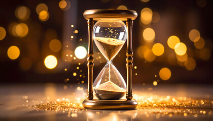 Golden hourglass time concept