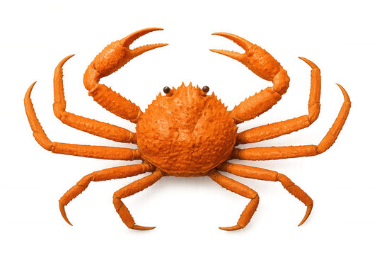 Studio shot of a cooked orange hairy crab isolated on transparent background, ideal for seafood restaurants and culinary projects