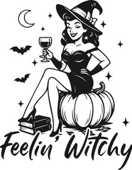 Feelin’ Witchy svg, Halloween witchy woman svg