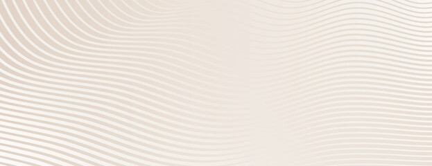 Beige background with wavy lines, creating a smooth, flowing texture. The beige color adds a soft, calming effect to the background. Modern wavy line pattern background. Beige background vector.