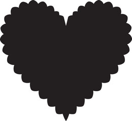 Heart with Scalloped Border | Black Vector Silhouette