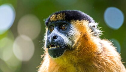 Fototapeta premium Closeup monkey head forest background