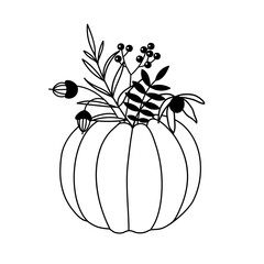 Hand Drawn Floral Pumpkin Illustration