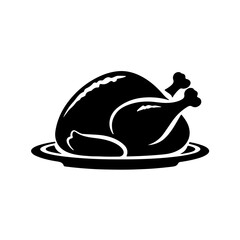 simple vector baked turkey clipart, icon