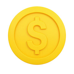Obraz premium 3D dollar coin isolated on transparent background.