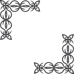 Hand drawn floral corner design vector illustration, simple black and white line art, minimalist decorative botanical element, clean design for invitations, stationery, and ornamental projects