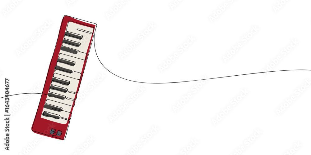 Poster single line drawing of a synthesizer. colored continuous line synth icon. vector illustration.