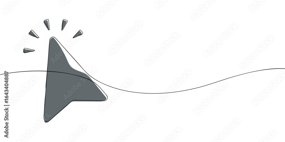 Poster Single line drawing of a mouse cursor click. Colored continuous line pointer icon. Vector illustration.