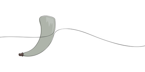 Single line drawing of a blowing horn. Colored continuous line icon. Vector illustration.