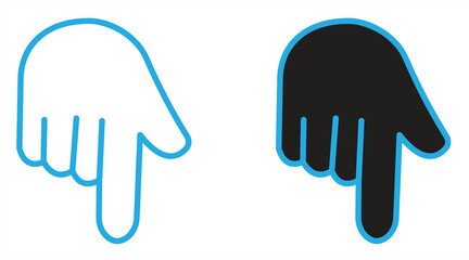 
Downward pointing icon for blogs, websites, clipart, interfaces, gestures, navigation, educational and awareness materials, presentations, vector illustrations