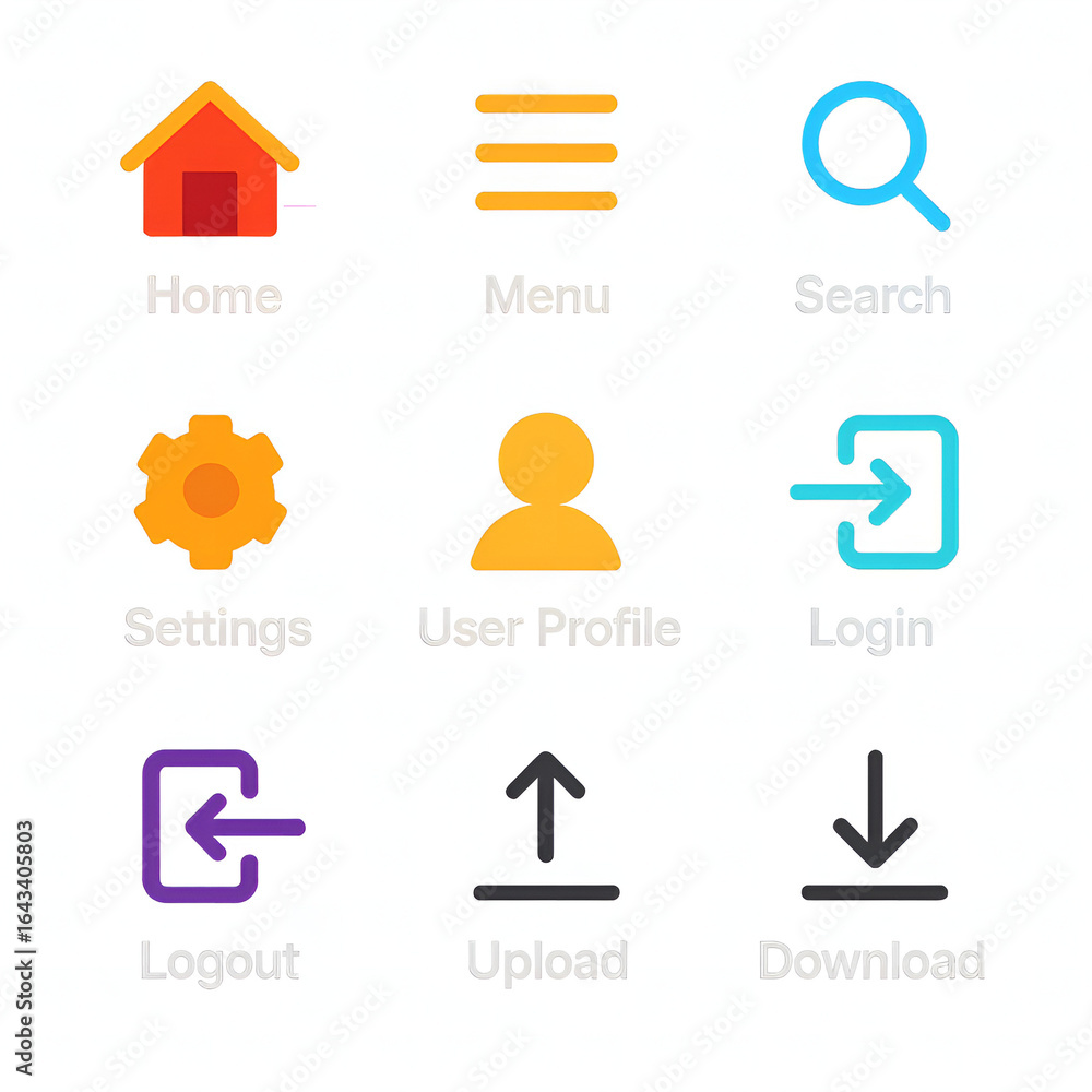 Aufkleber minimalist outline app navigation user interface element icon set design