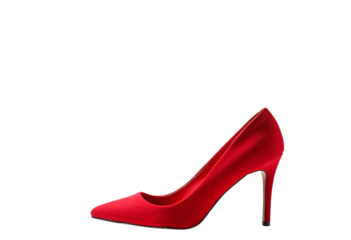 Red high heel shoes, isolated, transparent background, no background. PNG.