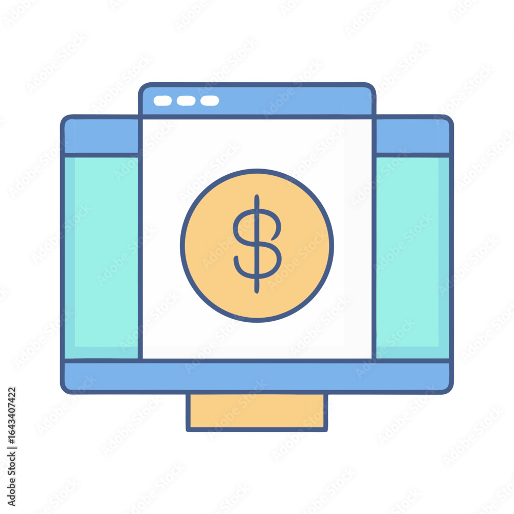 Aufkleber digital dollar coin displayed on a computer screen interface