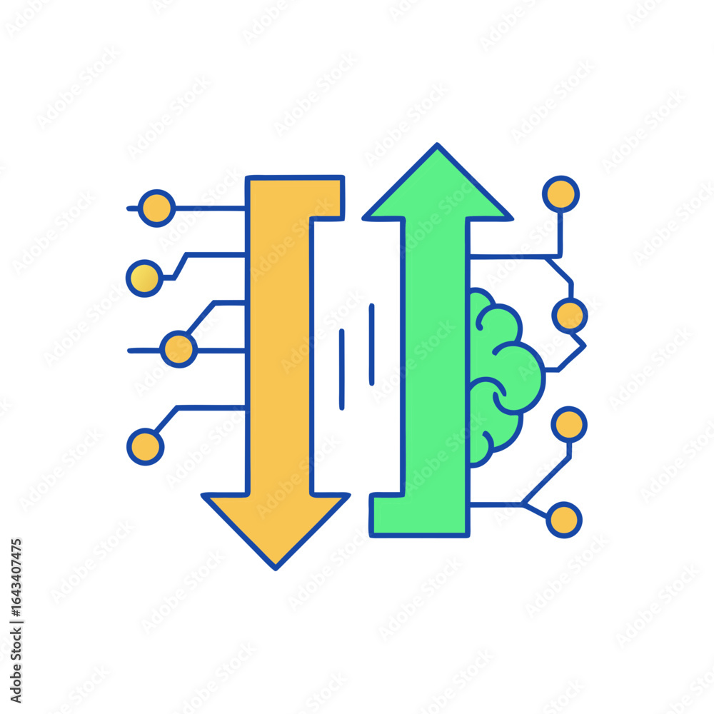 Aufkleber artificial intelligence learning and data processing concept