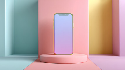 a clean phone mockup on pastel color background with shadows