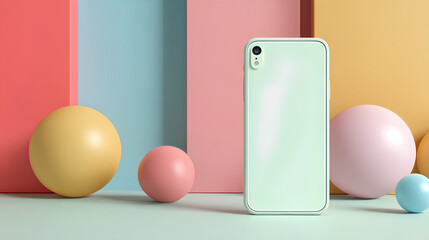 a clean phone mockup on pastel color background with shadows