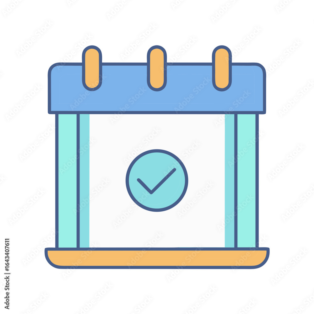 Aufkleber calendar with a checkmark icon indicating a completed task or event