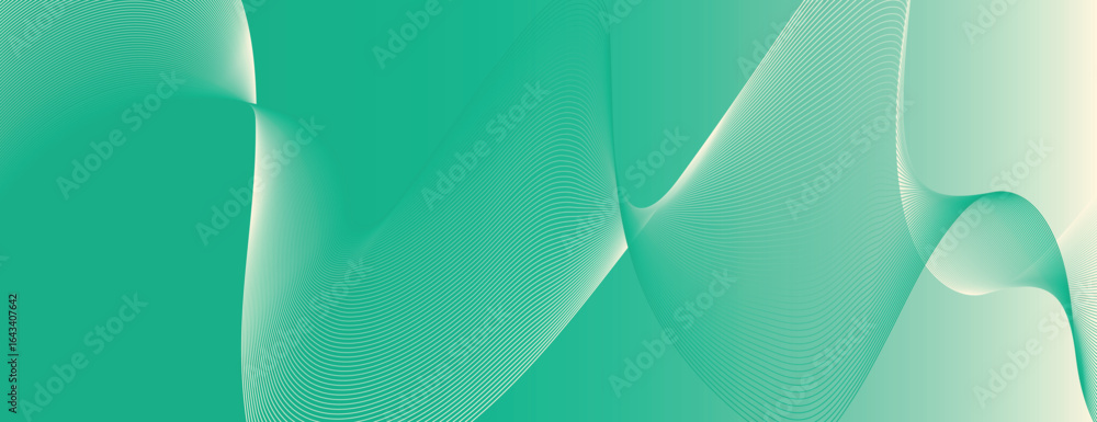 Poster abstract green background with smooth, flowing lines. the background features a gradient of green, c