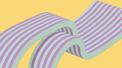 A stylized illustration of a striped ribbon with a yellow background and pastel color palette design style