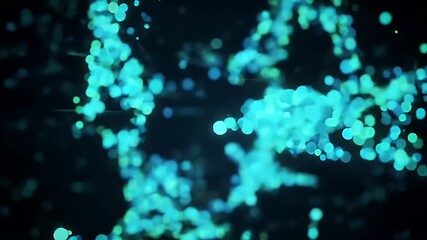 Abstract digital rendering of interconnected turquoise spheres against a dark background, suggesting networks, data, or molecular structures. - Powered by Adobe