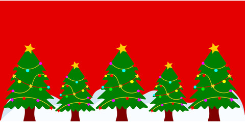 Christmas Tree Pattern on Red Background – Festive Holiday Vector Illustration