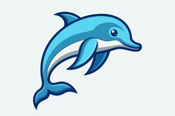 Fototapeta premium Cute cartoon dolphin leaping joyfully out of the water