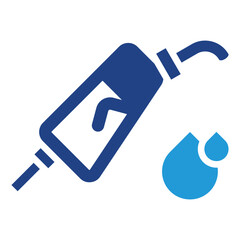 Fuel filling nozzle icon along with liquid droplets as fuel usage continues to increase with the energy, transportation and oil price sectors