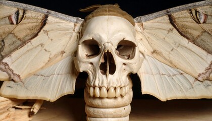 Skull adorned with moth wings