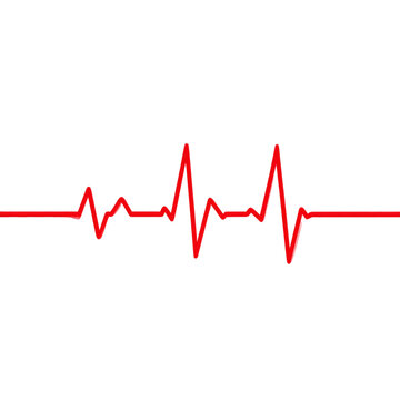 Pulsing red ecg line displaying normal cardiac rhythm, signaling healthy heart function on clean transparent background 