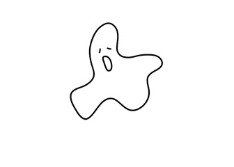 Fototapeta premium Cute cartoon ghost outline with a surprised face, perfect for Halloween decorations, kids’ crafts, spooky party invites, and seasonal designs.