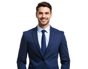 A Young Man Smiling, Dressed Smartly Against isolated on a transparent background.