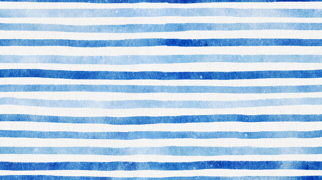 Vibrant blue and white watercolor stripes create a refreshing, modern seamless pattern background