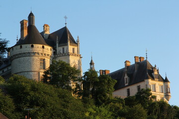 Obraz premium Chaumont sur Loire castle in the sunset