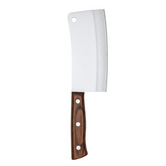Heavy meat cleaver or butcher knife with a wooden handle
