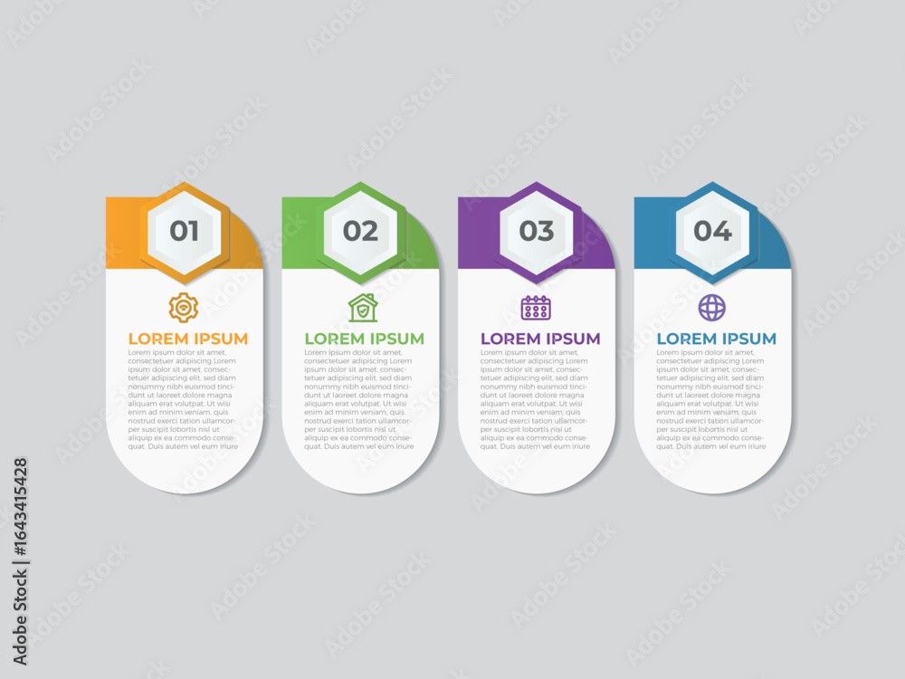 Poster 4 steps business data visualization timeline process infographic template design with icons