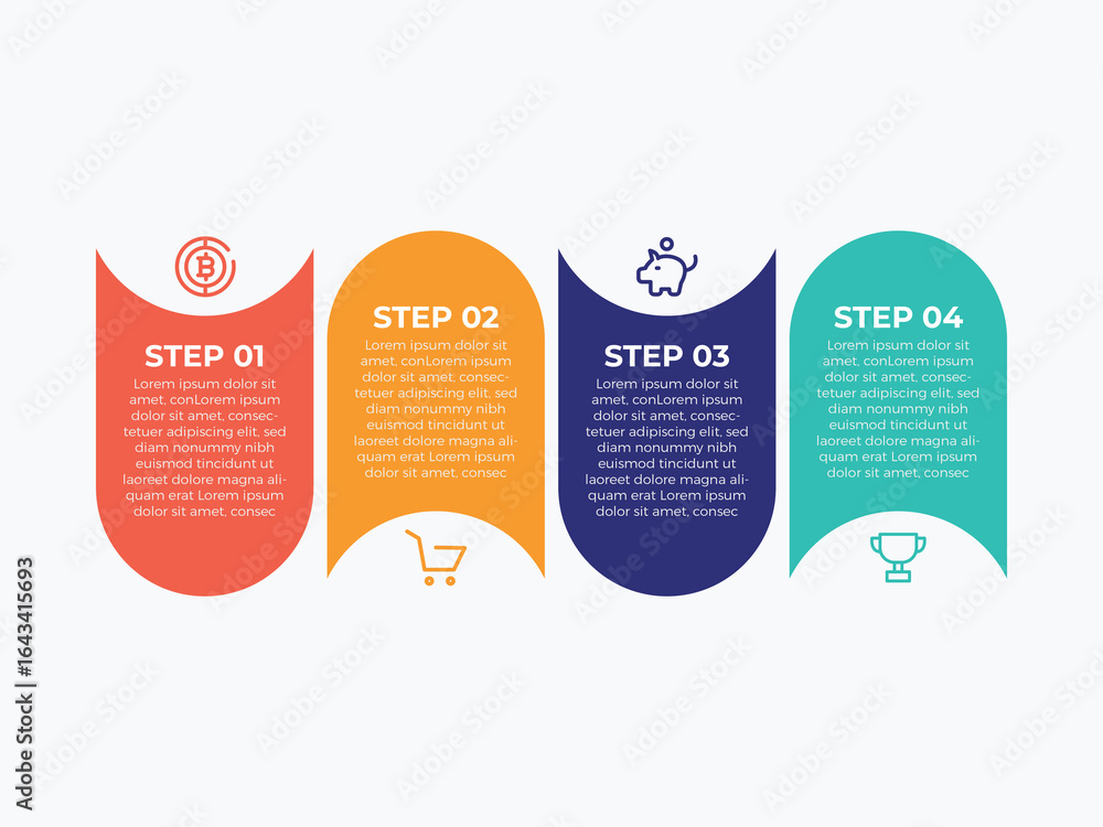 Poster business circle. 4 steps infographic icons designed for abstract background template milestone eleme