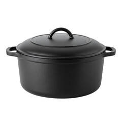Black cast iron dutch oven for home cooking