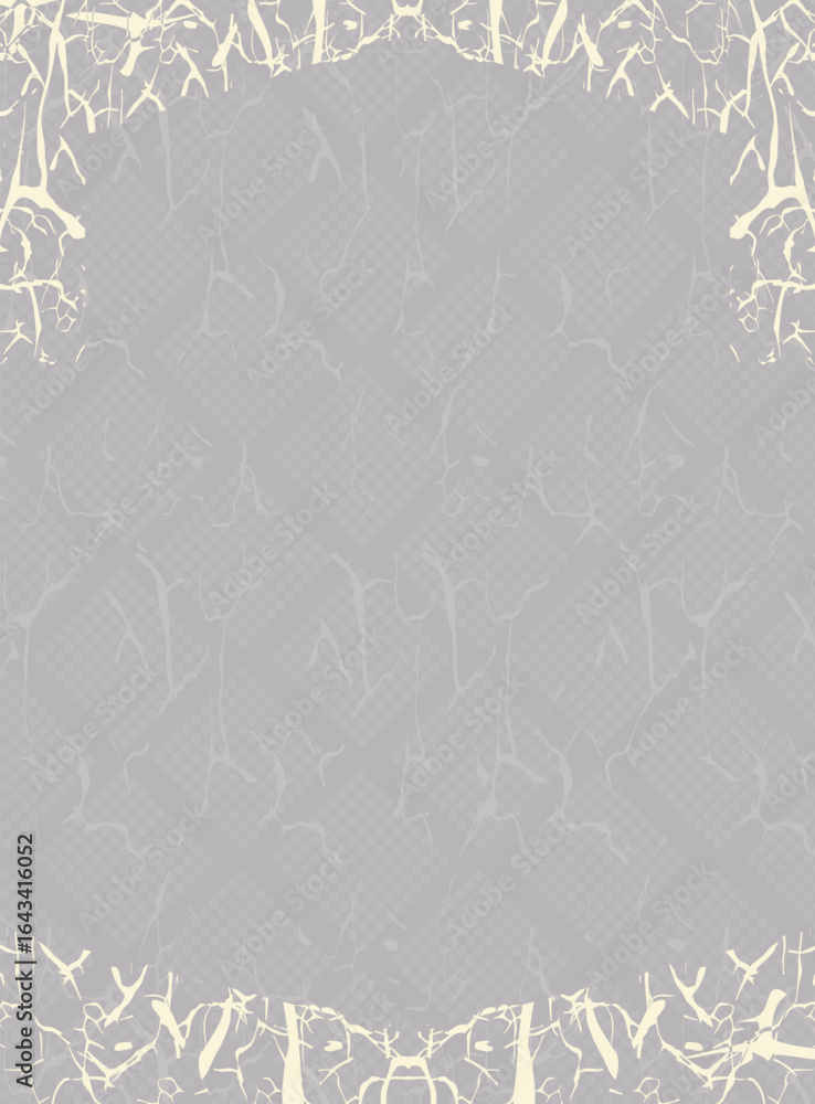 Poster an elegant graphic illustration featuring a textured gray background with decorative abstract white 