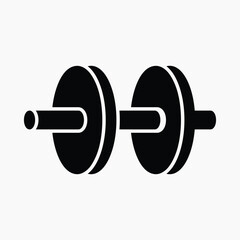 Dumb bell fitness icon, line art design vector