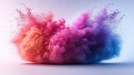 Obraz premium Colorful powder explosion on white background.