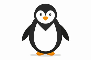 Cute cartoon penguin illustration with a white background and shadow
