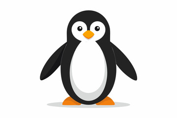 Cute cartoon penguin illustration with a white background and shadow