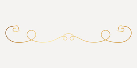 Elegant gold heart divider, hand drawn vector