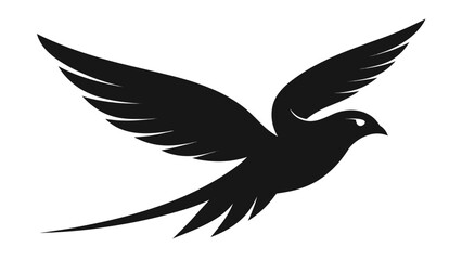 Obraz premium Black Bird Silhouette Flying White Background Vector Graphic